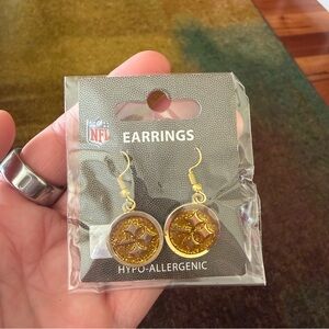 NFL Steelers Gold Glitter Dangle Earrings